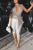 Halter Snakeskin Print Jumpsuit