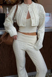 Button-Front Cable Knit Pants Set