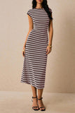 Striped Casual Midi Dress