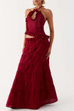 Tiered Drawstring Maxi Skirt