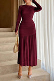 Elegant Ruched Casual Midi Dress