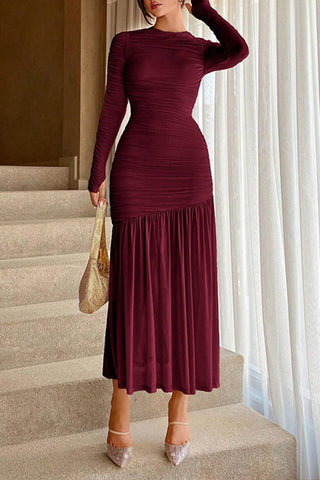 Elegant Ruched Casual Midi Dress