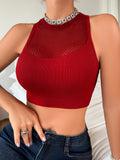 Sleeveless Fishnet Detail Tank Top