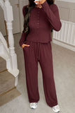 Button-Front Lounge Pants Set