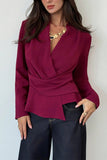 Wrap-Front Blouse with Long Sleeves