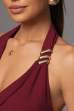 Draped Halter Tank with Metal Accent