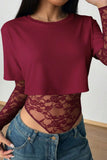 Lace Detail Long Sleeve Bodysuit
