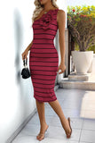 One-Shoulder Striped Casual Dress