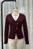 Button-Accent V-Neck Cardigan