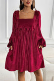 Square Neck A-Line Cocktail Dress