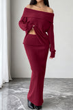 Off-Shoulder Knit Skirt Set