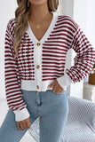 Patterned Button-Front Cardigan