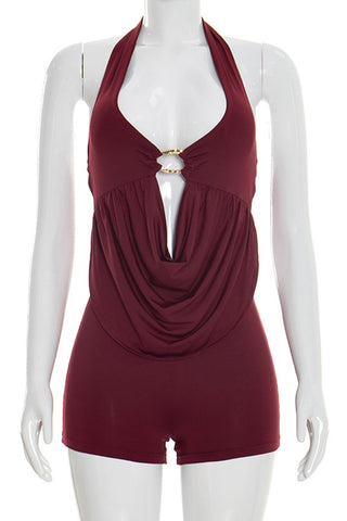 Draped Halter Romper