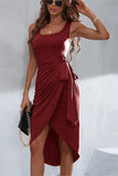 Asymmetric Draped Casual Dress