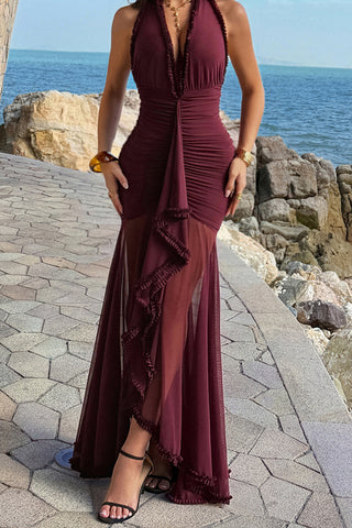 Elegant Ruched Maxi Dress