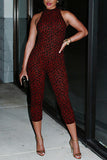 Halter Neck Leopard Print Jumpsuit