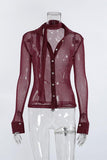 Sheer Button-Up Blouse with Choker