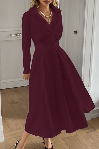Long-Sleeve Midi Casual Dress