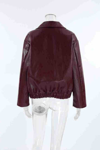 Chic Zip-Front Faux Leather Jacket