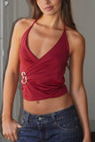 Halter Wrap Top with Buckle