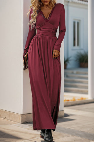 Elegant V-Neck Casual Maxi Dress