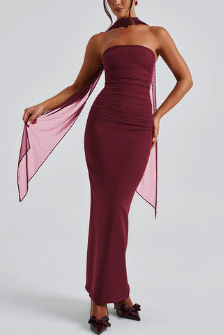 Strapless Evening Dress with Halter Neck
