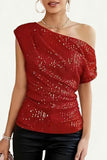 One-Shoulder Sequin Tank Top