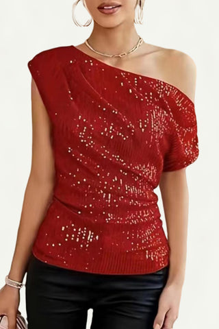 One-Shoulder Sequin Tank Top
