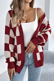 Oversized Checkered Cardigan