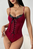 Lace-Up Ruffle Bodysuit