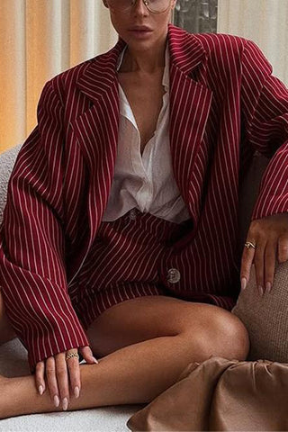 Striped Button-Front Short Set