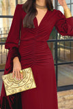 Ruched Long Sleeve Casual Dress