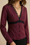 Button-Front Pinstripe Blouse