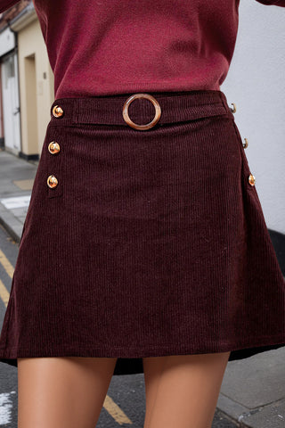 Button-Accent Mini Skirt