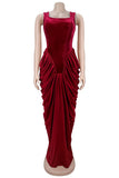 Draped Evening Gown with Fitted Bodice