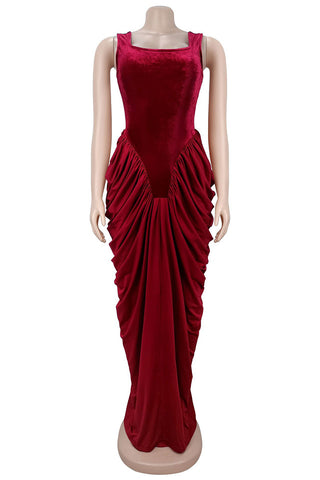 Draped Evening Gown with Fitted Bodice