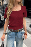 Casual Square Neck Knit Top