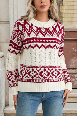 Geometric Pattern Knit Sweater
