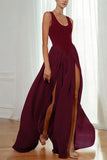 Elegant Evening Gown with Dramatic Slits