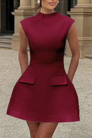 High Neck Casual Mini Dress