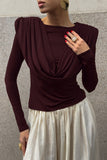 Draped Front Long Sleeve Top