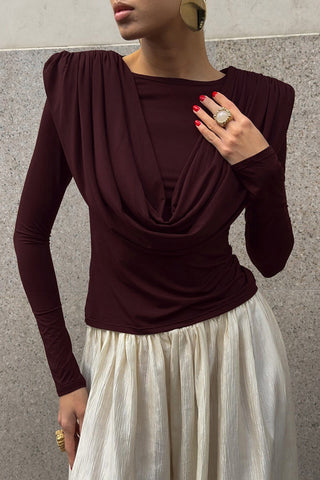 Draped Front Long Sleeve Top