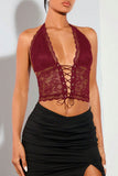 Lace-Up Halter Tank Top