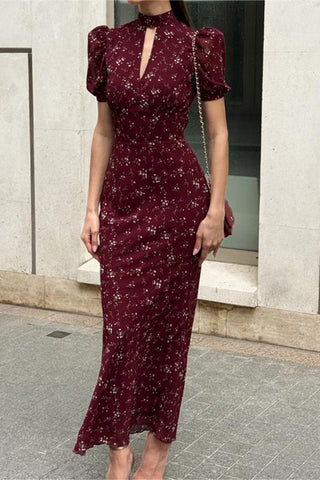 Elegant Puff Sleeve Maxi Dress