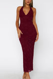 Elegant Halter Lace Evening Dress