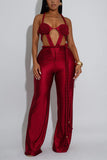 Elegant Tie-Front Jumpsuit with Rosette Accents