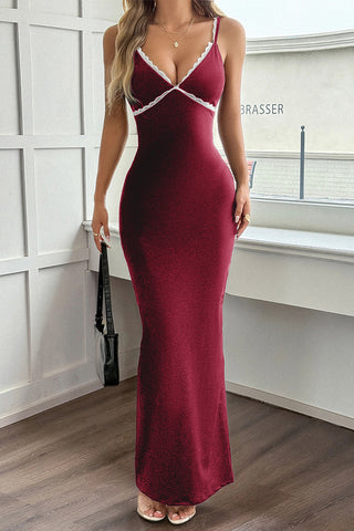 Scalloped Edge Bodycon Maxi Dress