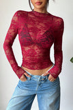 Sheer Lace Long Sleeve Top