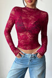 Sheer Lace Long Sleeve Blouse