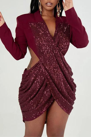 Sequin Ruched Bodycon Dress